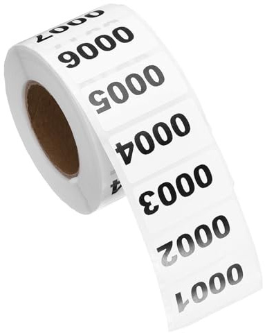 PATIKIL Etiqueta Número Inventario 0.8 X 1.6, 1 Rollo Etiquetas Autoadhesivas Con Números Consecutivos Del 0001 Al 1000, 1000 Etiquetas Para Clasificación Y Numeración Oficina, Negro