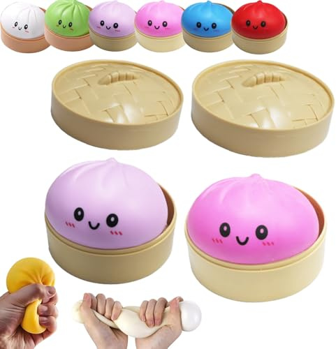 Giant Dumpling Squishy, Jumbo Rainbow Dumpling Stress Ball for & Adults, Extra Large Soft Slow Rising Squishy Dumplings for Anxiety Relief, Sensory Fidget Dough Toy, Decompresión (2 piezas