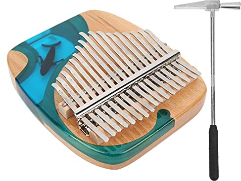 HUSHUI Kalimba Thumb Piano, Blue Whale 17-Key Music Instrument, Easy to Learn for Children and Beginners, Made of Mahogany and Acrylic, Includes Carrying Bag