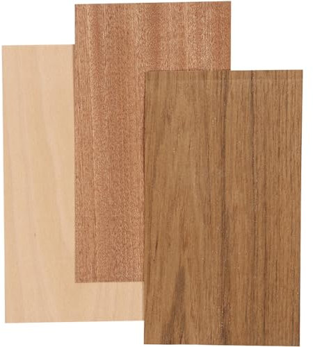 Creativ Company Placage bois, feuille 12x22 cm, ép. 0,75 mm, hêtre, chêne, acajou, 3flles
