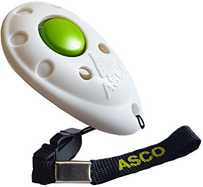 ASCO Clicker Premium clicker Training, clicker Professionale per Cani, Gatti e Cavalli, clicker per addestramento Cani, Bianco AC05P