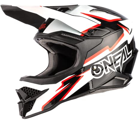 O'NEAL | Motocross-Helm | MX Enduro Motorrad | ABS-Schale, Sicherheitsnorm ECE 22.05, Lüftungsöffnungen für optimale Belüftung und Kühlung | 3SRS Helmet Voltage | Erwachsene | Schwarz Weiß | Größe S