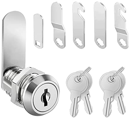 luckaide Serrure pour boîte aux lettres 4 clés, serrure de boîte aux lettres de 16 mm, serrure avec 5 plaques de serrure différentes, serrure d'armoire, serrure à levier pour portes d'armoire