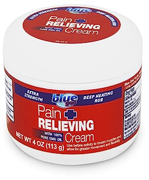 Blue Goo Pain Relieving Cream – Relief for Back/Neck Pain, Sports-Related Muscle/Joint, Sprains/Strains, Deep Heating Rub, Made w/ 100% Pure Emu Oil, 4 oz (1 Pack)