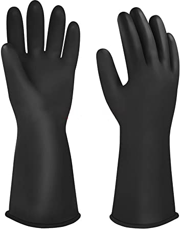 YIOIY Gants en caoutchouc résistants aux produits chimiques, gants de protection industrielle, réutilisables, résistants à l'acide, aux alcalins et à l'huile (35 cm)