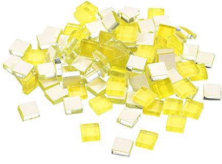sourcing map Mosaïque Carrelage Tuile Tesselle, Verre Mince Mini Bricolage Fait Main Sans Cristal Pierre Artisanat Loisir Creatif (Brillant Jaune Paquet 440)