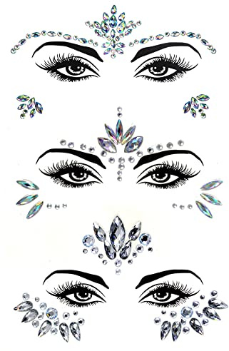 luoshaPUCY (3 Stücke) Edelsteine Temporäre Tattoos Glitzer Schmucksteine Strass Gesicht Juwelen Kristalle Strasssteine für Musikkarneval, Party, Make-up