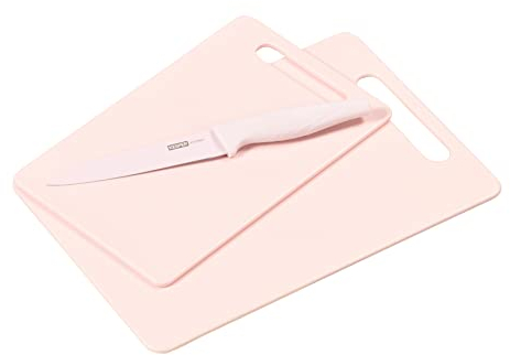 KESPER | Schneidebretter Set inkl. Messer, Material: Kunststoff (PE), Maße Bretter: 29 x 19,5 x 0,5 cm, 24 x 15 x 0,5 cm, Farbe: Rosé | 30492