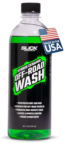 Slick Products Total Off-Road Wash Super Concentrate – Thick Foaming Car Wash Soap with Hybrid-Ceramic Formula for Dirt Bikes ATV UTV Trucks Jeeps and More – Foam Cannon Ready – 16 oz