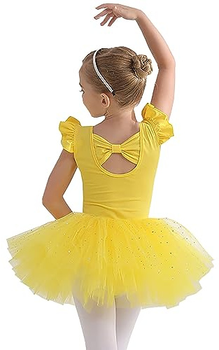Generic Girls Ballet Leotard, Size 120, Yellow - Skin-Friendly Material, Cute Design, Ideal for Dance & Gymnastics