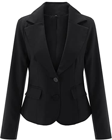 Yekdmxop Blazer Femme Léger Court Bureau Tailleur Chic Revers Slim Fit Elégant Manches Longues Mi Saison Printemps Automne