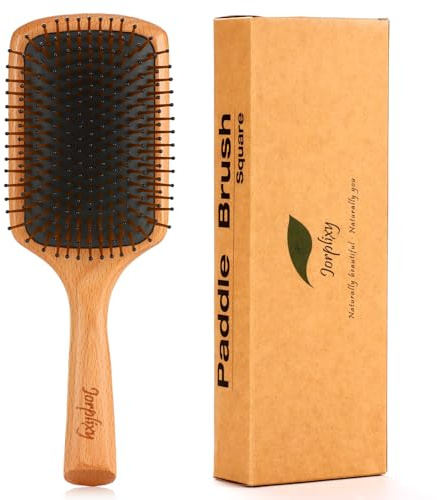 Hair brush for Men and women,Wet Brush with Wooden Handle, Curly Hair brush, Air Cushion Brush, Wooden Paddle for Thick/Thin/Fine, Wet & Dry Styling, Square Large brush