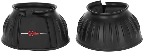 Covalliero Cloches en Caoutchouc, Protection des Sabots, Cloches, Paire, Noir, Full, Caoutchouc Souple, Chevaux, avec Fermeture Scratch