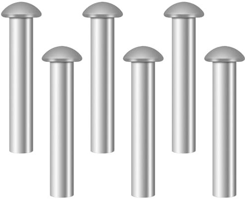 6 Pcs Rivets, Flat Head Solid Rivet, Rivet Durable, 50 x 6 mm Silver Tone Aluminum Rivets, for Shovel Spade Fork Rake Hoe Handle Repair, Household Industrial Garden Tool