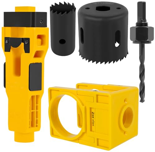 Door Latch Installation Kit Door Latch Mortise Tool with Hole Saw Kit for 1-3/4 or 1-3/8 Thick Wooden Doors Precise Professional Installation(Yellow)