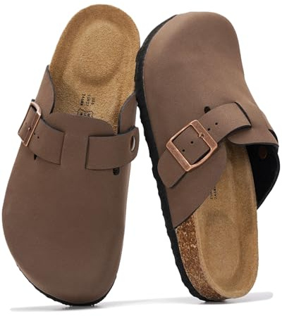 Project Cloud Genuine Leather Footbed Clogs for Women - Memory Foam Arch Support Slippers for Women - Trendy Slip-ons Women's Mules & Clogs Sandals (Benton,TANLEATHER,9M)