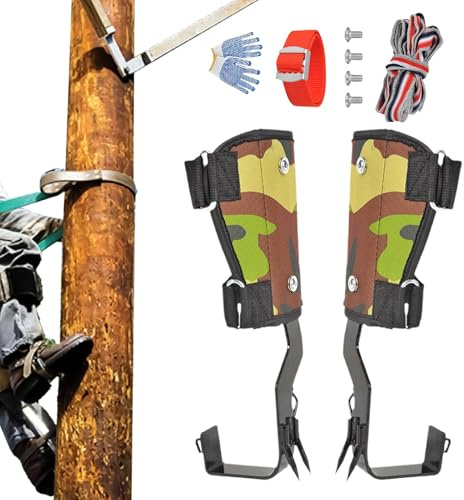 Attrezzo per arrampicata su alberi, kit di imbracatura di sicurezza, set di attrezzi per arrampicata su alberi con punte antiscivolo rinforzate, di arresto anticaduta, strumenti di sicurezza