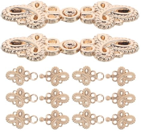 Amosfun Cierres Decorativos de Metal Estilo Cheongsam Vintage, 10 Piezas Nudo Chino para Coser en Vestidos, Chaquetas y Ropa Tradicional, Botones Dorados para Decoración de Boda
