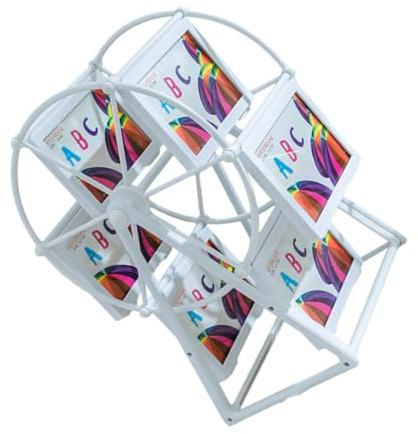 MUSISALY Cornice Girevole per Foto 360 Gradi in Plastica Ruota Panoramica per Esposizione Immagini da Tavolo Design Europeo