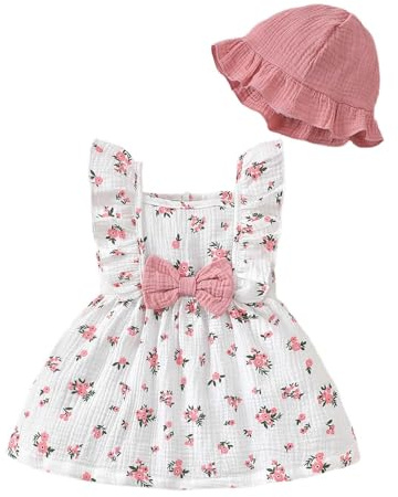 Generisch - Vestido de verano de dos capas, con lazo y capucha, sin mangas, para playa, rojo, 12-18 meses