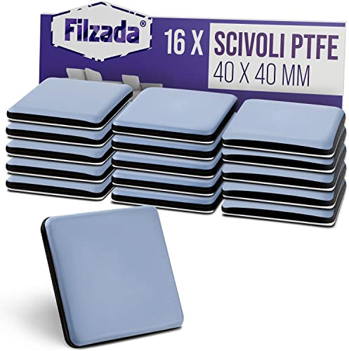 Filzada® 16x Teflonglidare Självhäftande 40 x 40 mm - Möbelglidare PTFE