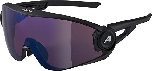 ALPINA 5W1NG QV - Kontrastverstärkende, Selbsttönende & Beschlagfreie Sport- & Fahrradbrille Mit 100% UV-Schutz Für Erwachsene, black matt, One Size
