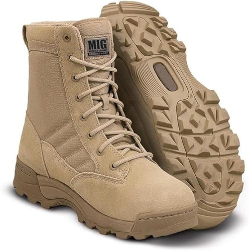 Mens MIG Side Zip & Lace Up Army Tactical Combat Boots Work Security Police | Side-zip and lace-up tactical combat boots for work, security, police, cadet and military use