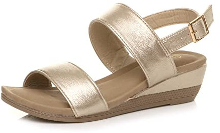 AJVANI Womens ladies low mid wedge heel slingback strappy platform sandals size 8 41