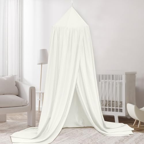 SESAMIS Baldaquin pour Chambre d'enfant, Ciel de Lit, Lit de Bébé, Chambre d'enfant, 4 Couleurs, Moustiquaire Ronde à Suspendre, pour Chambre d'enfant et Salle de Jeux, 56 x 230 x 450 cm (Blanc)