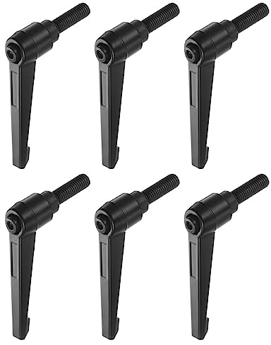 QUARKZMAN 6uds Ajustable Sujeción Palanca Manijas M10 x 25mm Macho Rosca Perno Perillas Giratorio Tornillo Bloqueo Rápida Liberación Trinquete Pulsador Botón Mango, Negro