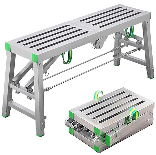 RCBDBSM Escalera andamio, Banco de Trabajo Plegable, Plataforma de Trabajo, Escalera andamio, Banco Trabajo Plegable, Mesa de Trabajo Ajustable, Capacidad 400 kg, Andamio Plegable,140cm/4.5ft