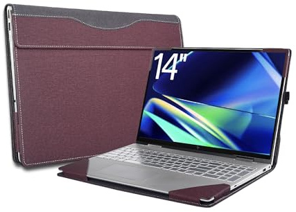 Laptop Case Cover for 14 inch HP Pavilion Plus Laptop 14-ey/14z-ey 14-ew/14t-ew Notebook Sleeve,Detachable PU Leather Protective Bag Accessory (Burgundy)