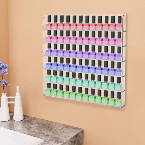 KEESUNG Mensola da parete per smalto da 6 animali, 96 bottiglie, espositore per smalto acrilico, mensola da parete trasparente, supporto a parete