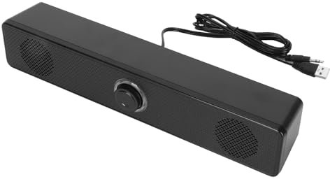 VBESTLIFE Soundbar Compatta Altoparlante Stereo HiFi Alimentato Tramite USB 2.0 con Connessionee AUX, Volume Regolabile per PC Portatile