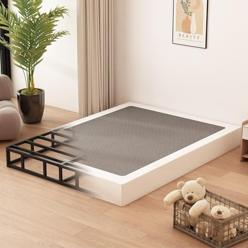 Husleephu California King Box Spring 8 Inch, High Profile Metal Cal King Box Spring with Fabric Cover, Sturdy Mattress Foundation, Easy Assembly, Noise Free, Black