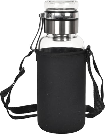 Tolenre Trinkflasche Glas 1000 ml Wasserflasche Trinkflasche Glas mit Neoprenhülle Sport Borosilikat Glasflasche Wasserflasche für Wasser, Getränken, Schule, Arbeit, Fitnesssport