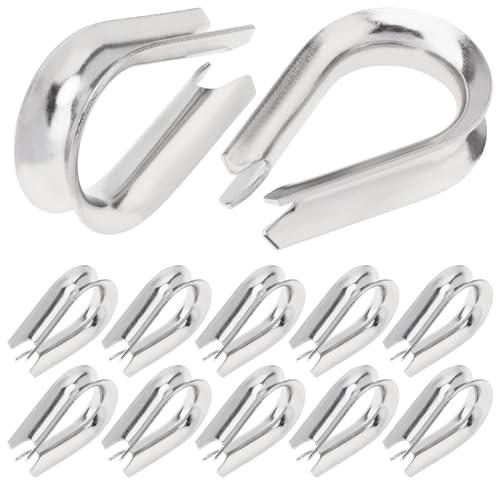 10Pcs M12 Wire Rope Thimbles 1/2, Stainless Steel Thimble for Diameter Cable Rigging, Clothesline, Rope Hardware Fittings