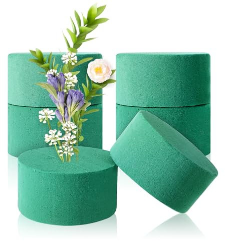 Gjinxi 6 Stück runde Blumenschaumstoff-Blöcke für frische und künstliche Blumen rundes 8 cm großes Blumenarrangement-Set grüne Schaumstoff-Blöcke für nasse und trockene Blumen für Hochzeitsgänge