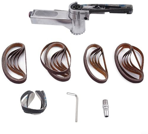 Zeroupshop Ponceuse à bande pneumatique multi-positions - Rotation à 360° - Ponceuse à bande pneumatique - Outil pour ébavurer, poncer et finir