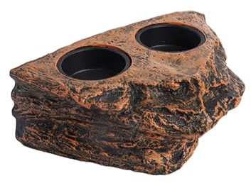 Crevyteg Reptilien-Futterstation, Gecko Hängend Reptilienfutter Wasserschale Magnetische Schwebe-Futterschale für Gecko, Eidechsen, Baum, Frösche, Chamäleons – Doppelfach