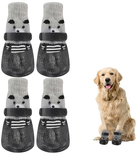 2 Pairs Soft Dog Socks Breathable Anti-Slip Dog Shoes, Protective Outdoor Shoes with Silicone Sole Comfortable Boots & Paw Protectors for Dogs for Walking Running and Playing