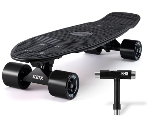 KMX Mini Cruiser Skateboard Monopatín, Negro 22 Pulgadas
