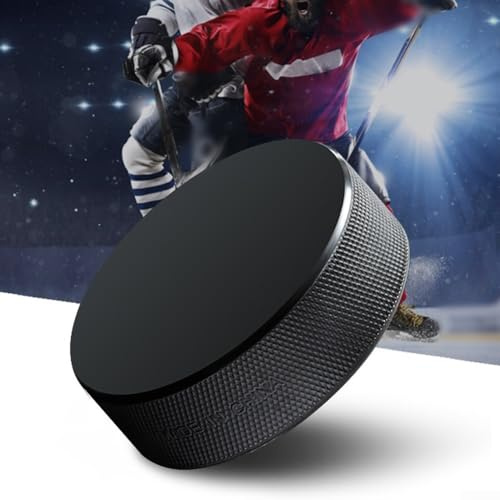 Honseadek Paquete de 2 discos de goma para hockey sobre hielo para práctica en el suelo, pelota de hockey en interiores, con buen deslizamiento en múltiples superficies, 7,5 x 7,5 x 2,5 cm, 167 g