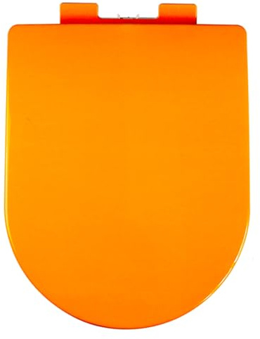 Asiento de Inodoro Universal con Mecanismo de Cierre Suave - Tapa de Inodoro de PP en Forma de D, Tapa de WC con Liberación Rápida para Fácil Montaje y Limpieza, 44.5x36cm, Naranja