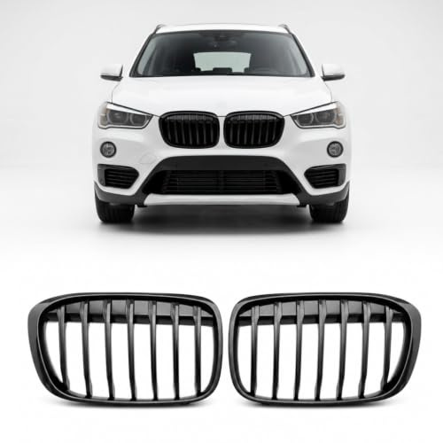 Sport Frontgrill Single Line Schwarz Glanz passend für BMW X1 F48 2014-2019 Kühlergrill Frontgrill Tuning Optik Ersatz