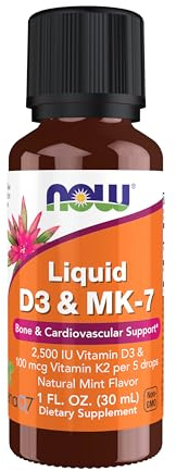 NOW Foods Supplements, Liquid D-3 & MK-7 with 2,500 IU Vitamin D-3 & 100 mcg Vitamin K-2 per 5 drops, 1-Ounce