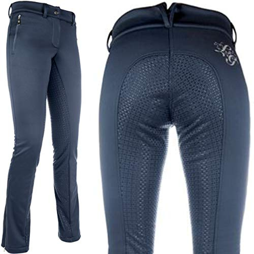 HKM Jodhpur - Pantaloni da Equitazione per Adulti, Moena Softshell Plain-6900, Blu Scuro, 38