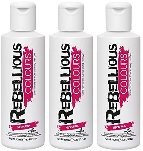 Rebellious Colour Semi Permanent Hair Dye Conditioning vegan cruelty free direct hair colour application 300ml (Neon UV Pink)