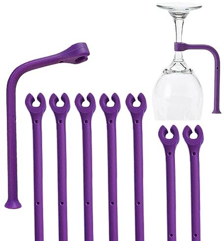 YouU Tether Silicone Dishwasher Attachment Silicone Stemware Saver Flexible Stemware Holder Dishwasher Wine Glass Protector Purple (8 pcs)