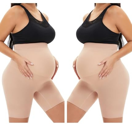 KUNINDOME Faja moldeadora de maternidad sin costuras, evita rozaduras en los muslos, soporte para el vientre, tallas S-XXXL, cintura alta, XXL